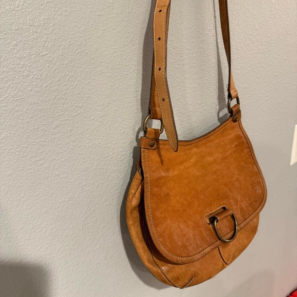 FRYE Lucy Leather Crossbody Saddle Bag Purse Brown - Picture 3 of 10